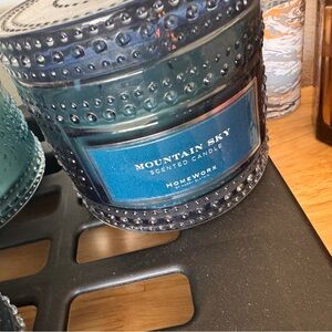 Mountain Sky Scented Candle by HomeWorx — Blue Glass Jar